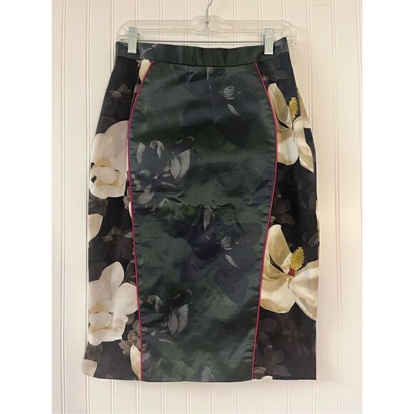 Katharine Kidd pencil skirt floral brocade sz 10 - Picture 1 of 4